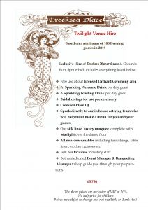 twilight package wedding